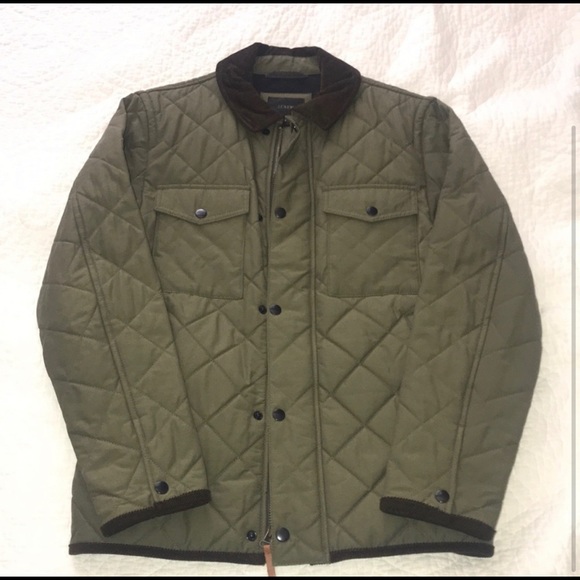 J. CREW Men’s Quilted Jacket with Corduroy Collar - Picture 2 of 3